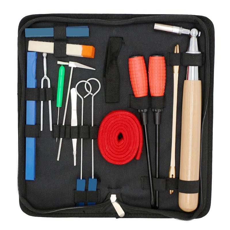 (C G K Piano Tuning Kit 16Pcs Professional Piano Tuners Tools Set Wrench Hammer Mute Fork Screwdriver Belt Tweezers Clip