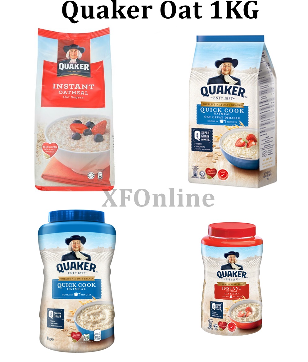 Quaker Oat Instant/ Quick Cook Oatmeal 1kg (Oat Segera) Foil/ Jar