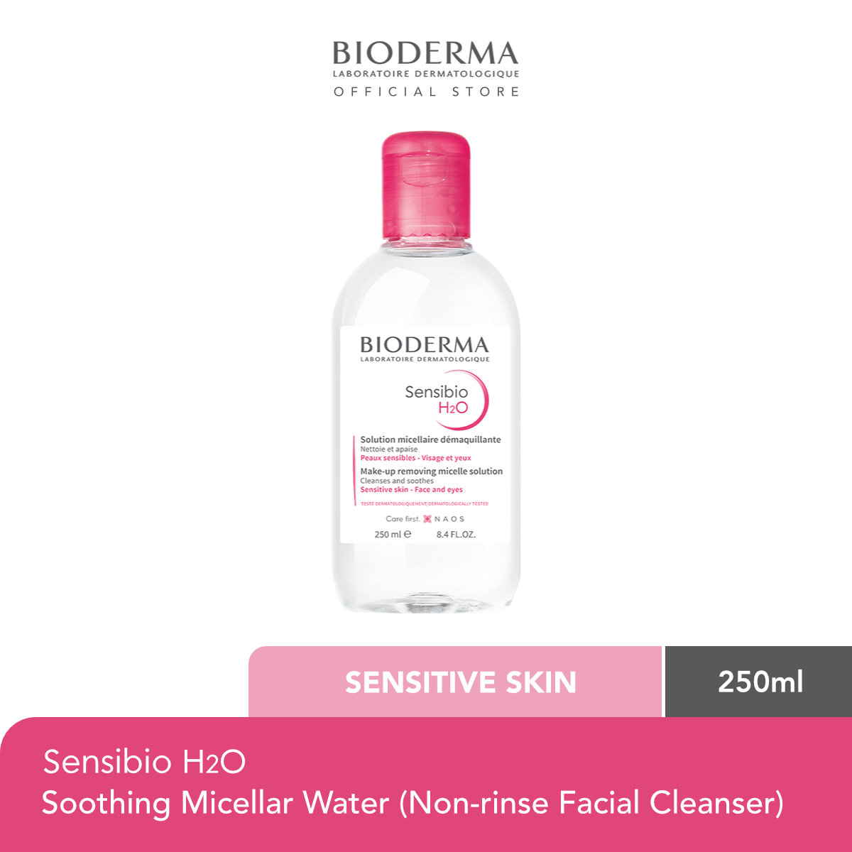 Bioderma Sensibio H2O Soothing Micellar Water (Facial Non-Rinse Cleanser for Sensitive Skin) 250ml 