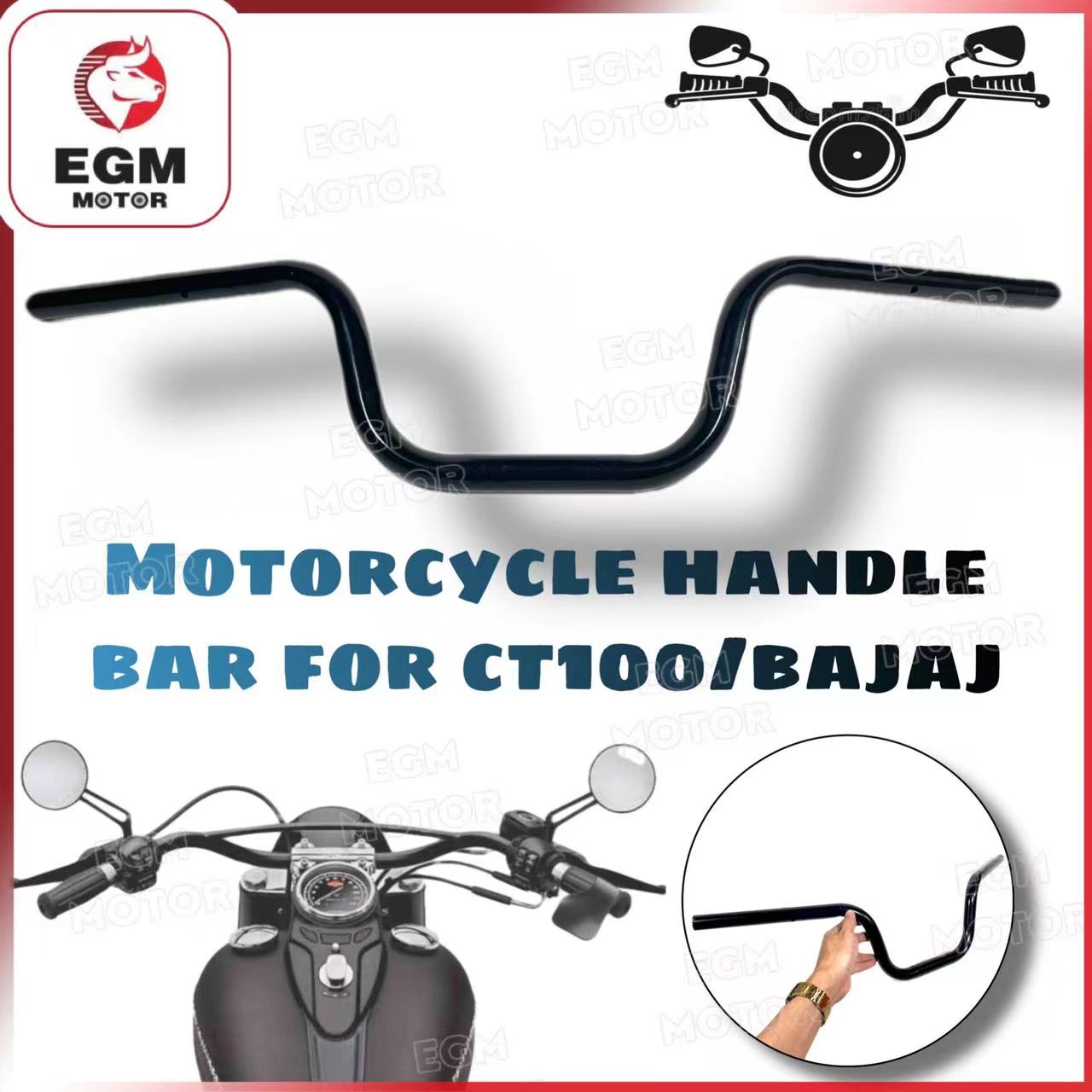 [EGM MOTORCYCLE] MOTORCYCLE HANDLE BAR (CT/100/BAJAJ) Lazada PH