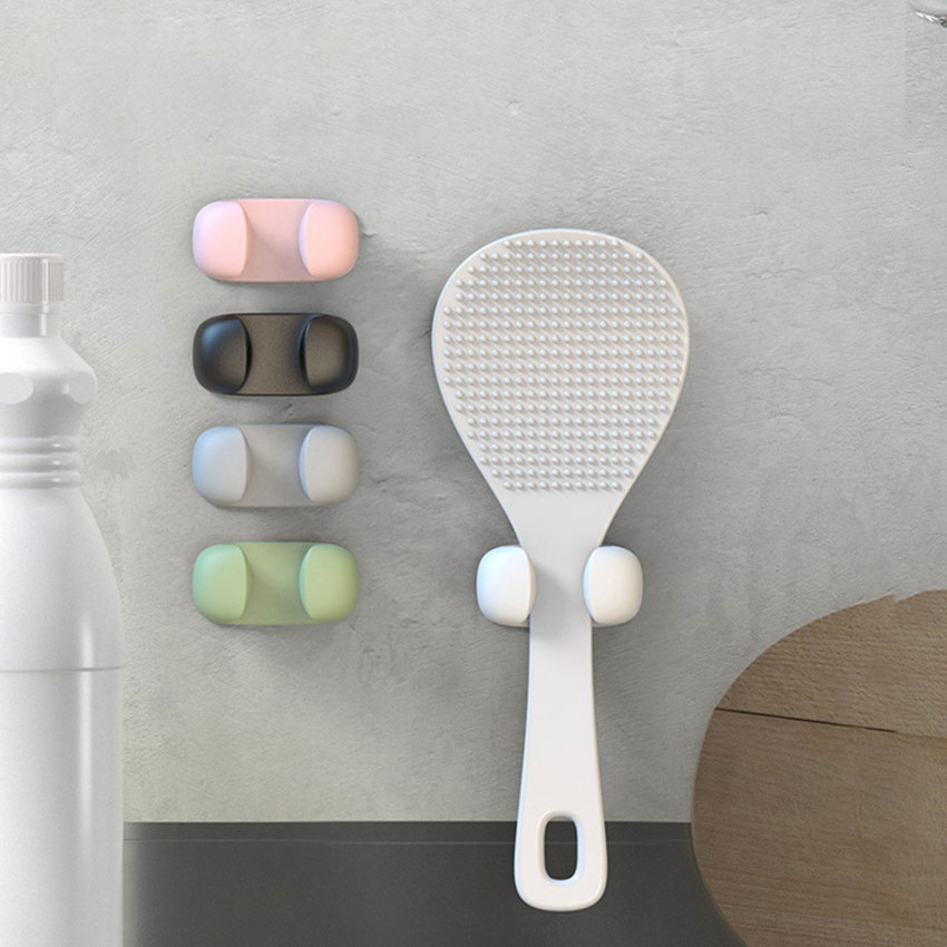 Rice Scoop Storage Holder Spoon Rack Self-adhesive Hook Tableware Storage Rack Spoon Holder Kitchen Organizer Kitchen Utensil