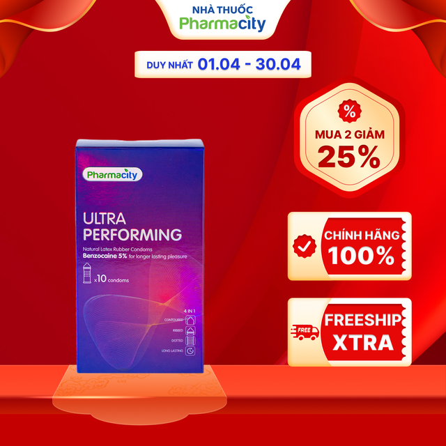 Bao cao su Pharmacity Ultra Performing N (Hộp 10 cái)