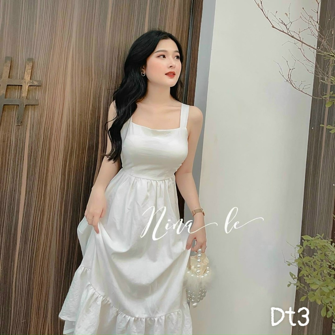 [ sale ] ĐẦM LỤA 2 DÂY THẮT NƠ SAU LƯNG , CHẤT LỤA MỀM MẠI , SIÊU XINH