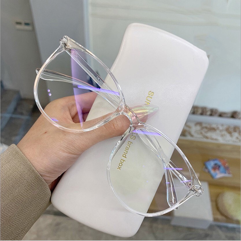 Kính cận thời trang mắt tròn phong cách Hàn Quốc mắt kính không độ chống tia UV đẹp giá rẻ 068