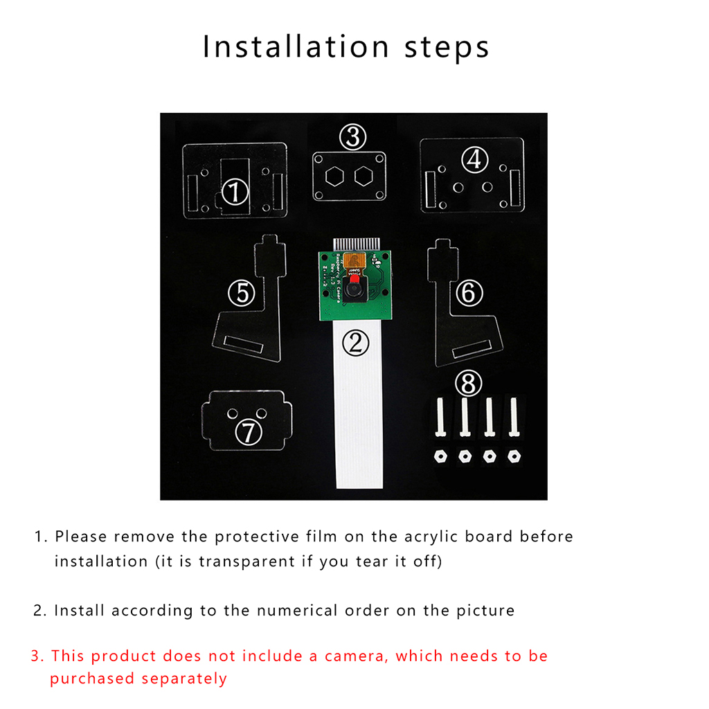 Tay cầm camera trong suốt Acrylic Khung giá đỡ trường hợp cho máy ảnh Raspberry Pi