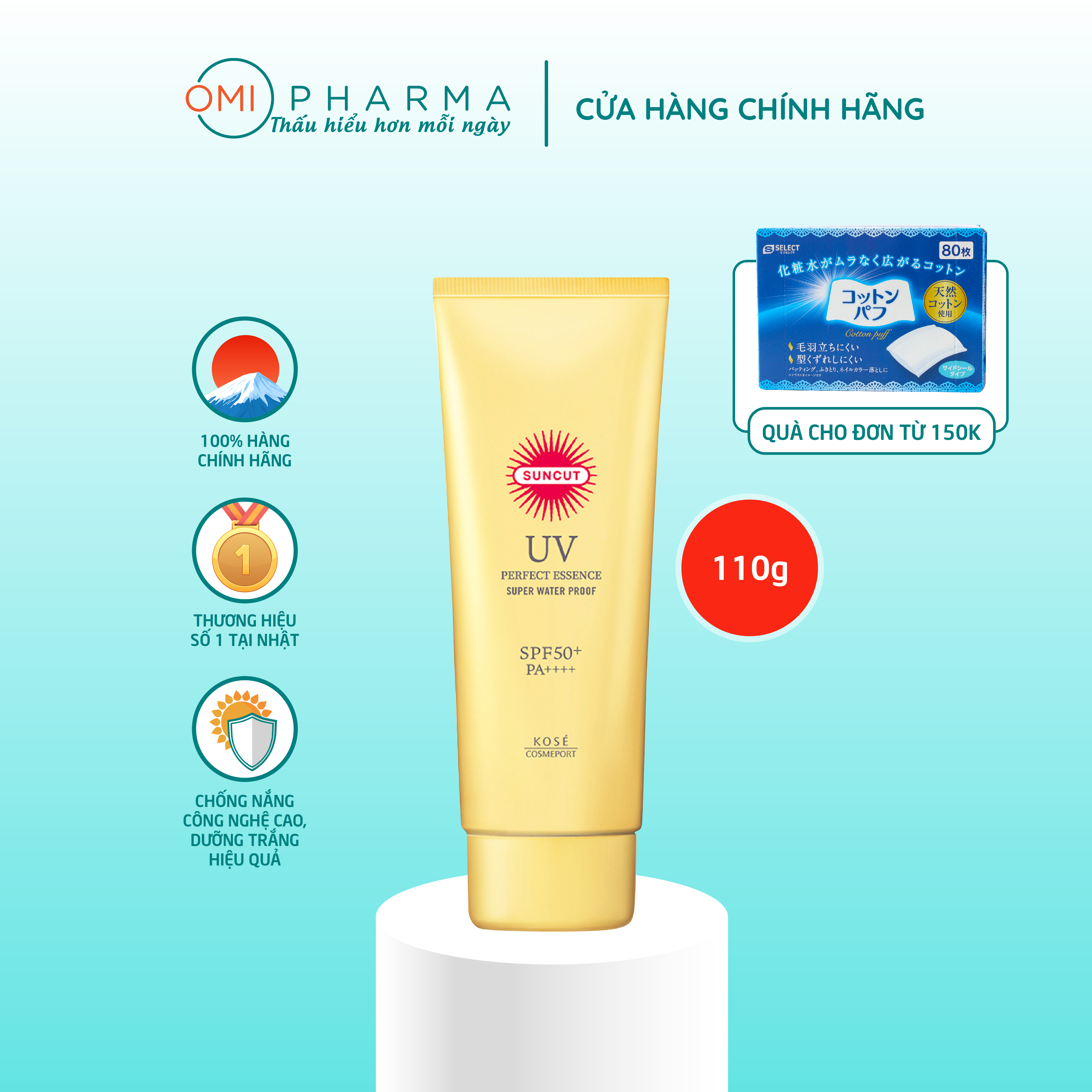 Tinh Chất Chống Nắng Kosé Suncut Perfect UV Protect Esscence Super Waterproof 110g