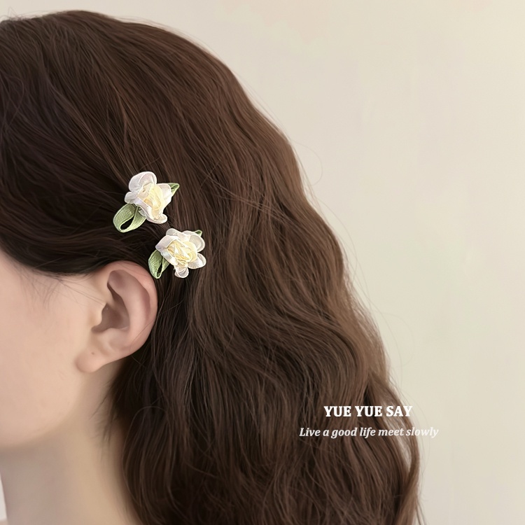 Retro Style Satin Fabric Hairpins with Floral Pattern