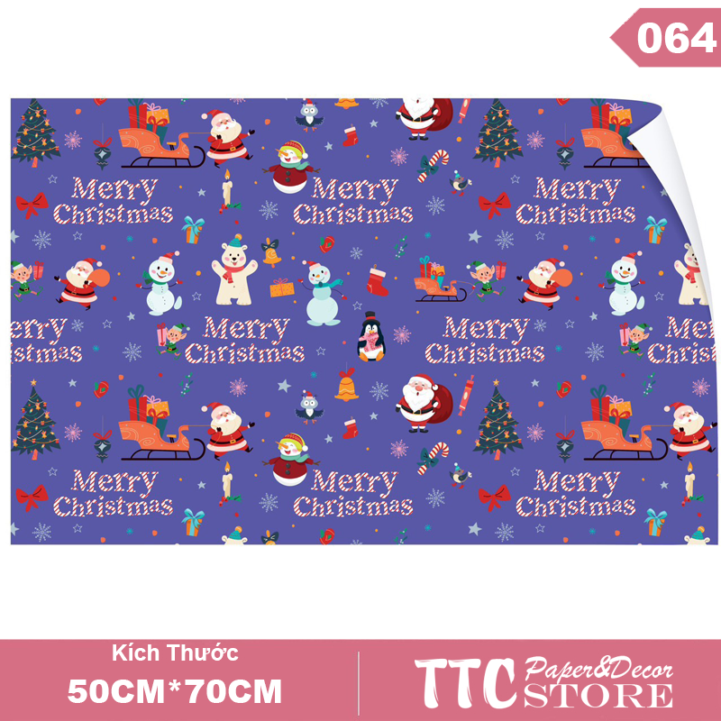 Giấy gói quà giáng sinh | giấy bọc quà noel vui vẻ, ấm áp | merry christmas | hàng vn chất lượng cao | vpp sáng tạo ttc