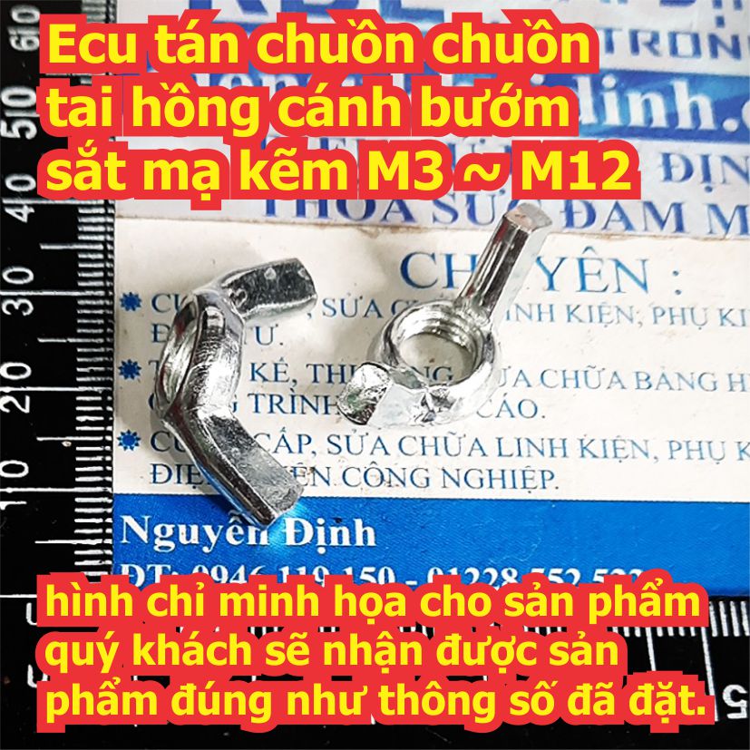 Ecu vặn tay tán chuồn chuồn tai hồng cánh bướm sắt mạ kẽm cỡ M3 ~ M12 kde8126