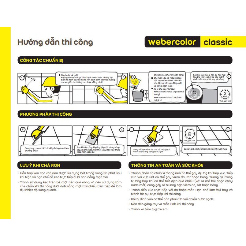 Keo chà ron gạch Weber sử dụng nền gạch mới - Nhiều màu lựa chọn