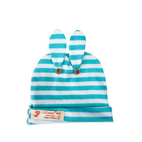 Nón Sơ Sinh Tai Thỏ Mintuu Cho Bé 100% Cotton Co Dãn