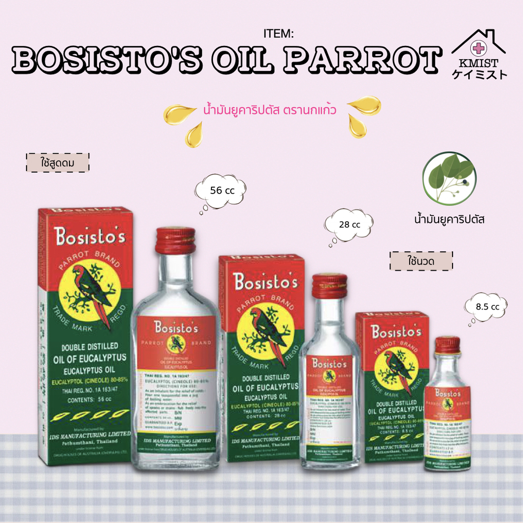 Bosisto’s Eucalyptus oil โบสิสโต น้ำมัน ยูคาลิปตัส สเปรย์ นกแก้ว 28CC / 56CC Lazada.co.th