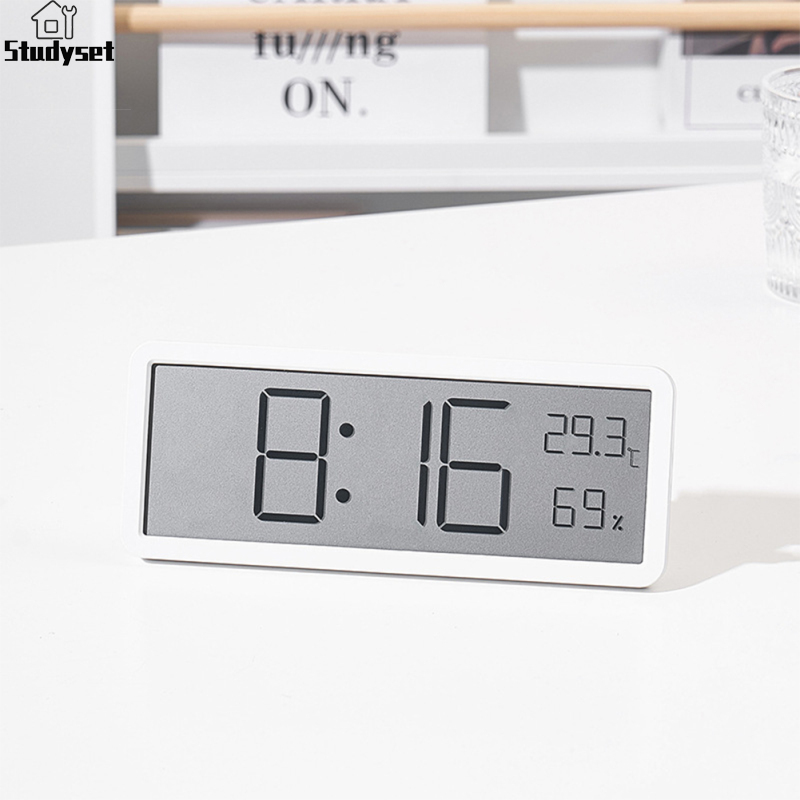 Studyset IN stock Digital Alarm Clock LCD Display Multifunctional Temperature Humidity Alarm Clock Ultra Thin Electronic Clock