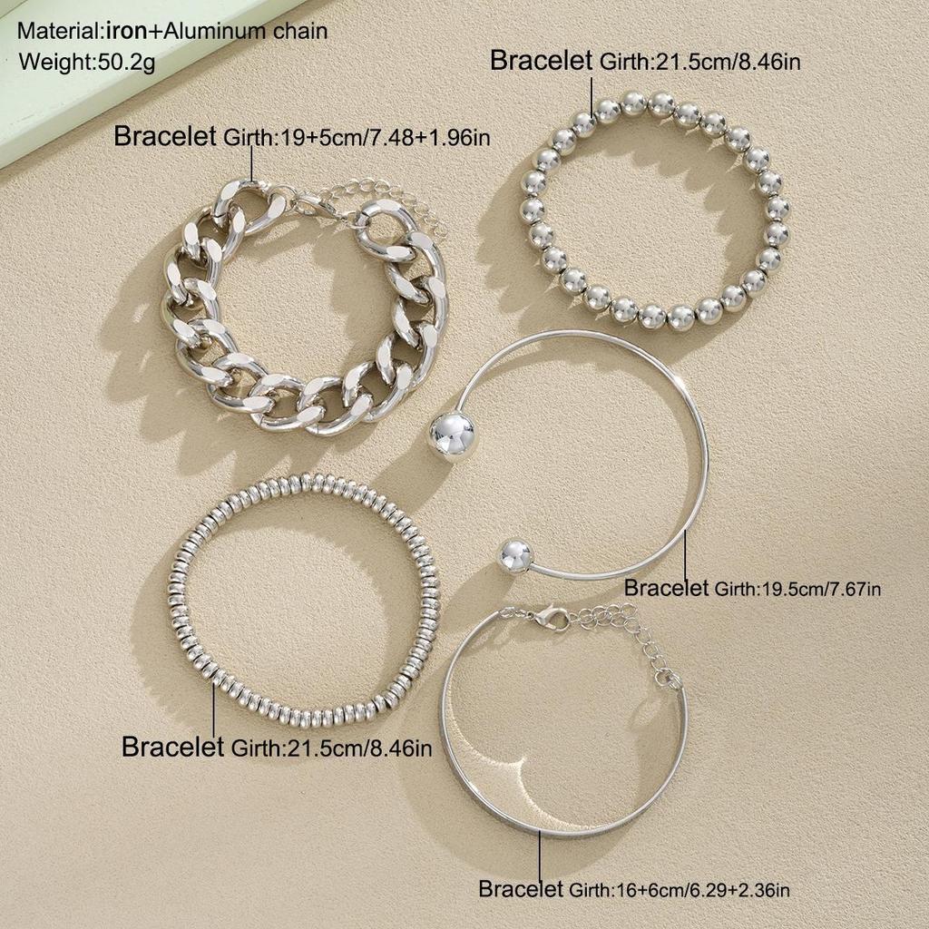 Enacolor%20%205Pcs/Set%20Exaggerated%20Thick%20Chain%20Open%20Bangles%20Bracelet,%20Irregular%20Geometric%20Round%20Bead%20Metal%20Bracelet%20Fashion%20Jewelry%20New%20%202025%20-%20Image%207