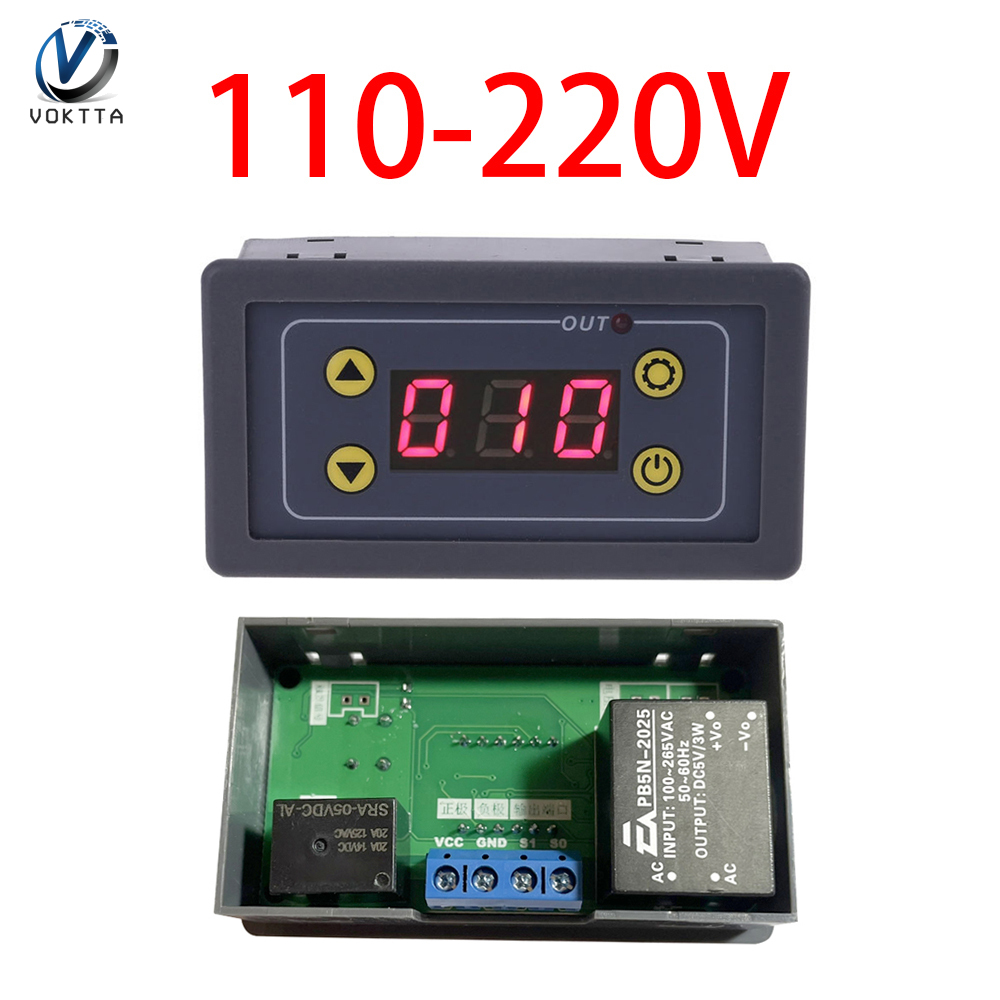 VOKTTA Rơle tác dụng chậm mô-đun 5V 12V 24V Rơle hẹn giờ 0.01S-999min Hẹn Giờ Kỹ Thuật Số chu kỳ chậm trễ mô-đun chuyển đổi AC 220V Power-off điều khiển
