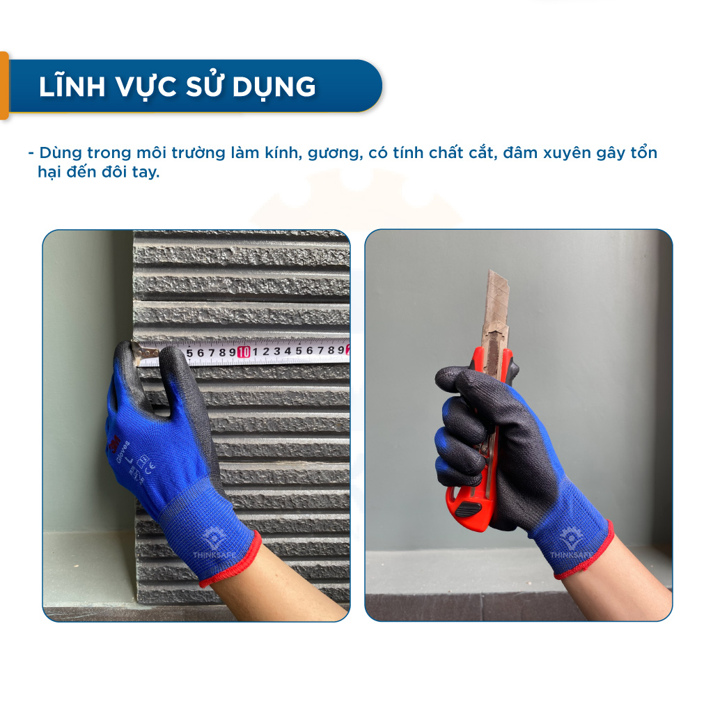 Găng tay chống cắt 3M cấp độ 1, chống trơn trượt, bảo vệ tay dùng cho cơ khí, kỹ thuật Găng tay lao động chính hãng - Thinksafe
