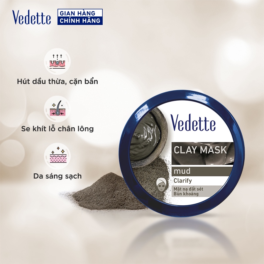 Mặt nạ đất sét Vedette Bùn Khoáng (Mud) 145g MNDS-BK-HH0145