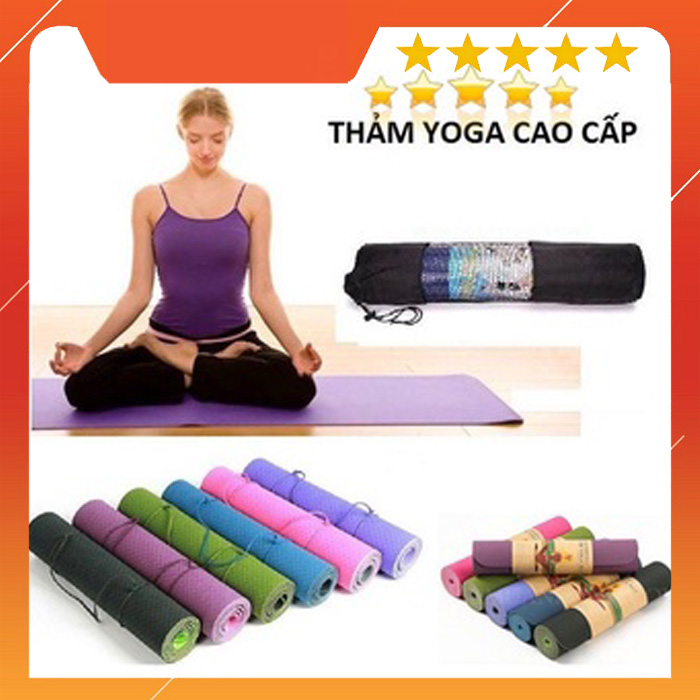 Thảm Tập Yoga 2 Lớp - Thảm tập Gym, Yoga TPE chống té trượt loại cao cấp 2 lớp nhiều màu