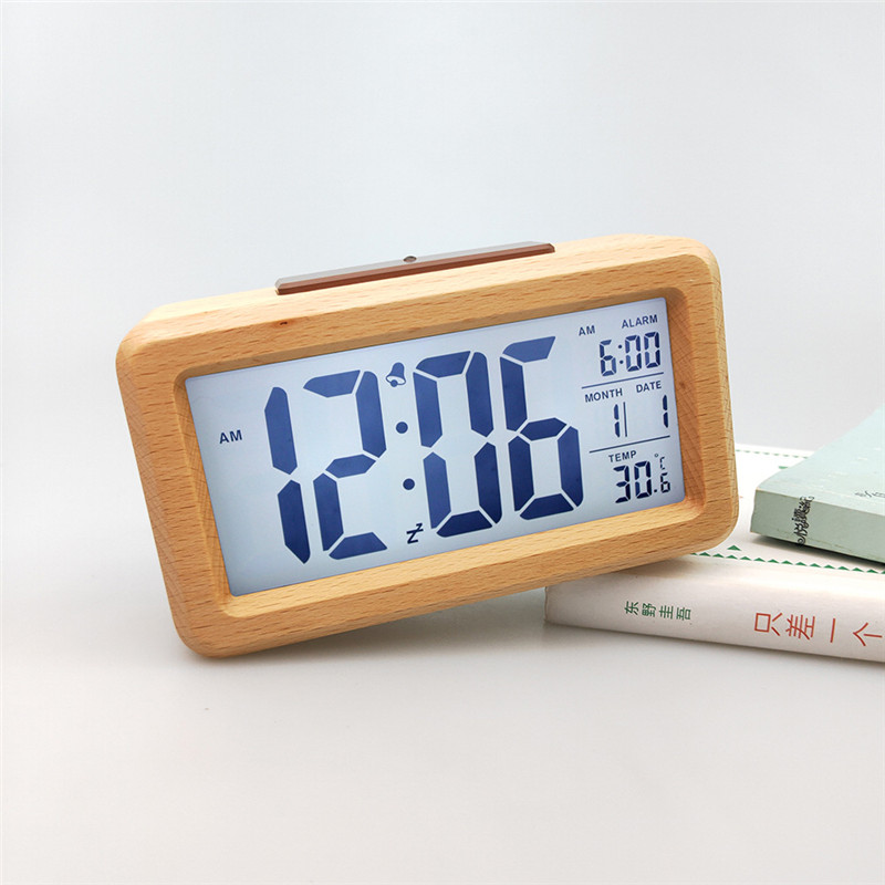 【Innovative design】Easy Setting Wooden Digital Alarm Clock with ...