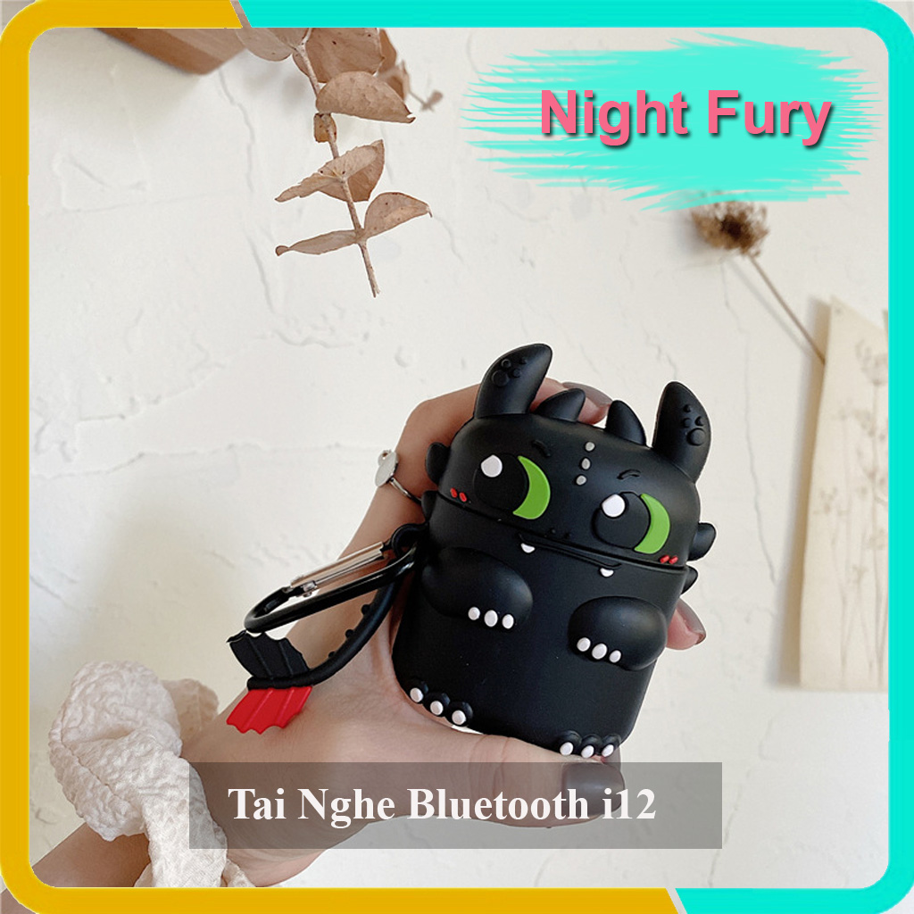 Tai Nghe Bluetooth Không Dây i12, Kèm Vỏ Bảo Vệ Hoạt Hình Siêu Dễ Thương, Tương Thích Android\iOs