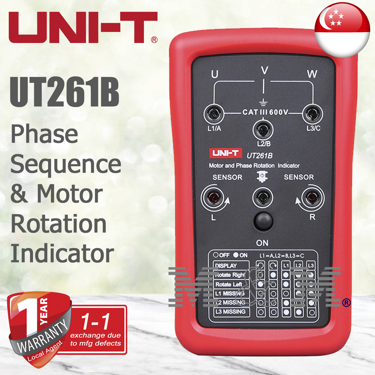 UNIT UT261A UT261B 3Phase Sequence Indicator Meter and Motor Steering