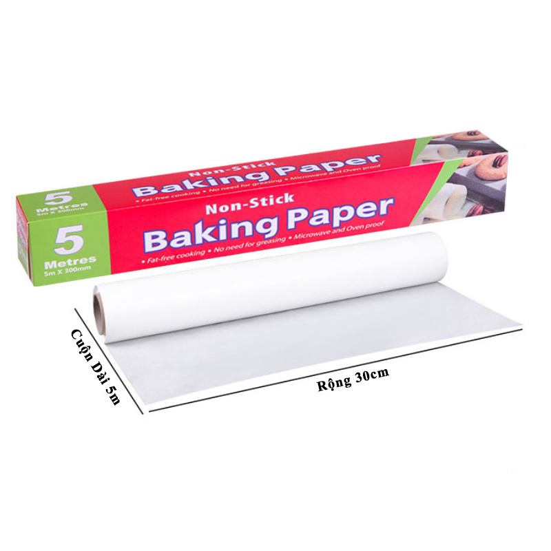 Giấy nến, giấy sáp, giấy sáp, giấy nướng bánh baking paper cuộn 5m 10m 20m x30cm