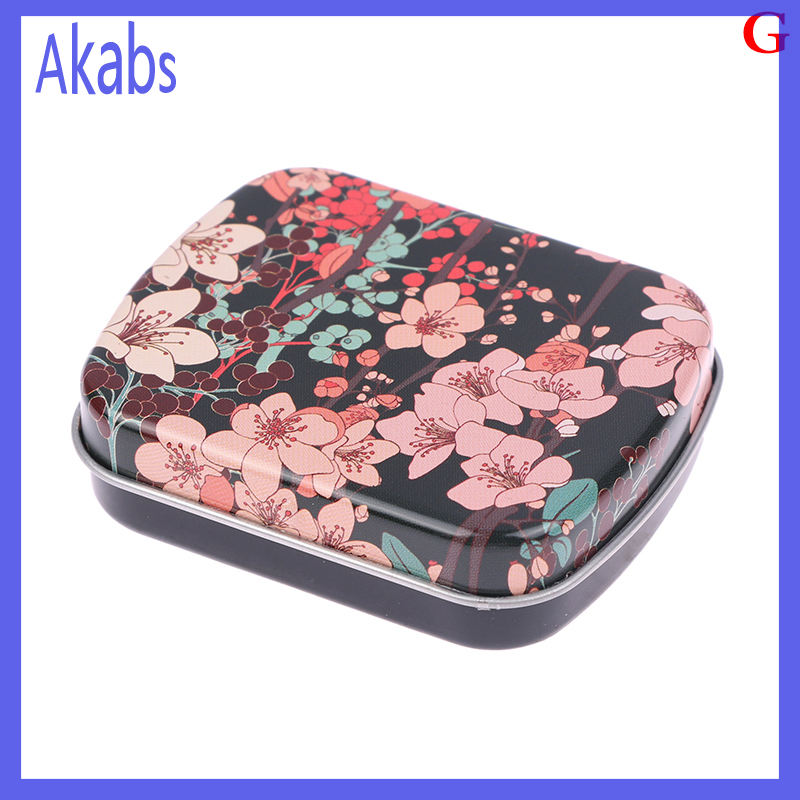 Akabs Small Empty Metal Tin Flip Storage Pill Box Case Organizer For Candy Key