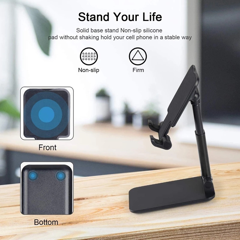 KIPRUN Universal Phone Stand Tablet Phone Holder Desktop Tablet Holder Table Cell Foldable Extend Support Desk Mobile Phone Holder Stand For Android iPhone iPad Adjustable