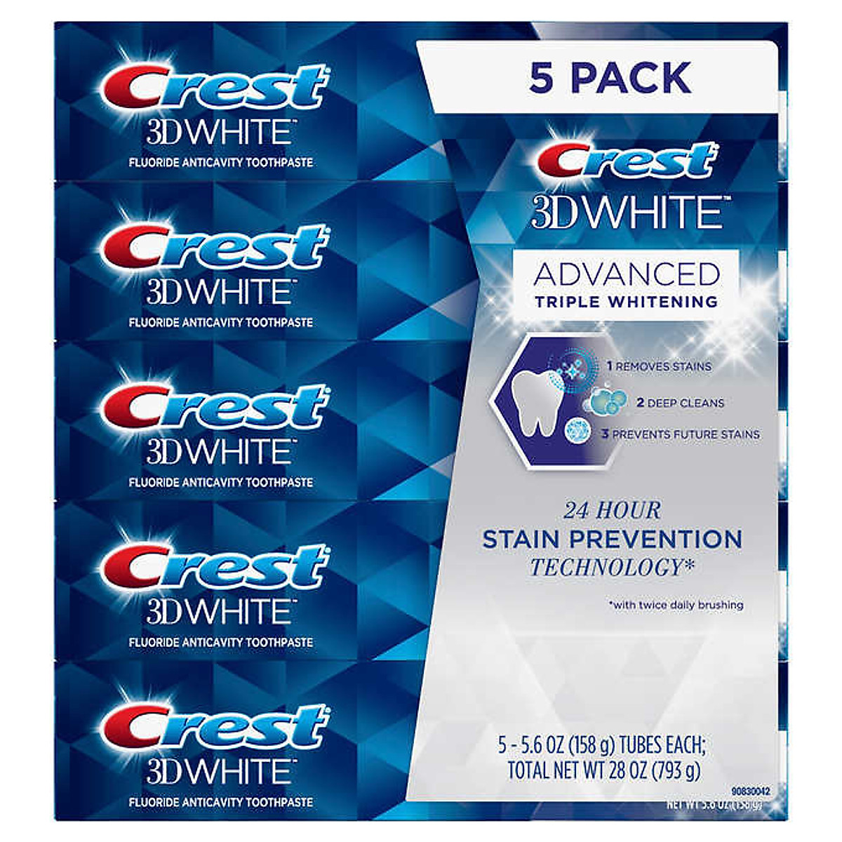 KEM ĐÁNH RĂNG CREST 3D WHITE ADVANCED TRIPLE WHITENING 147g