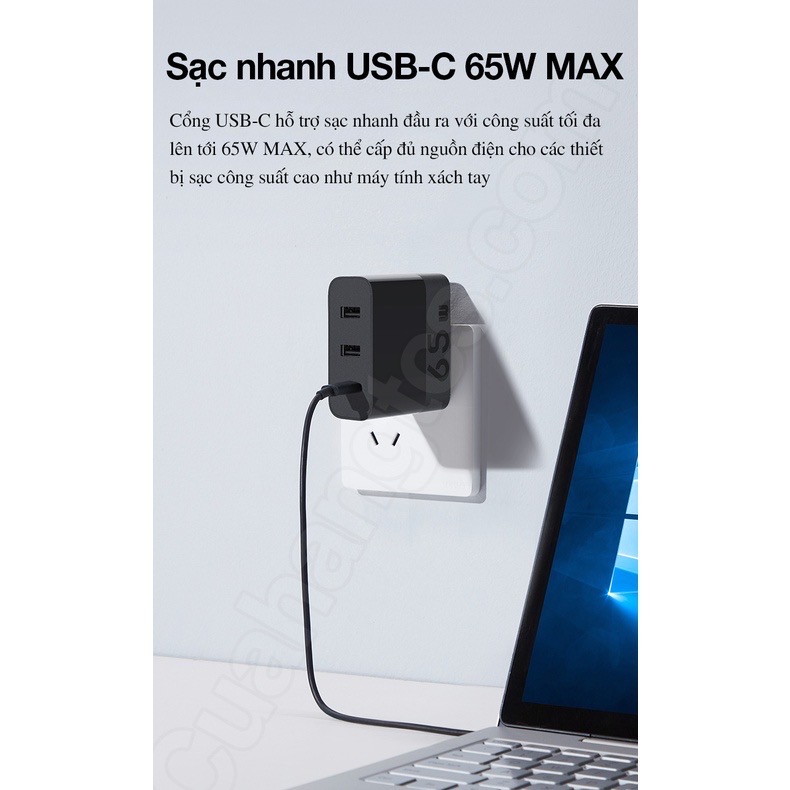 Củ sạc nhanh PD ZMI HA835 65W 2A1C