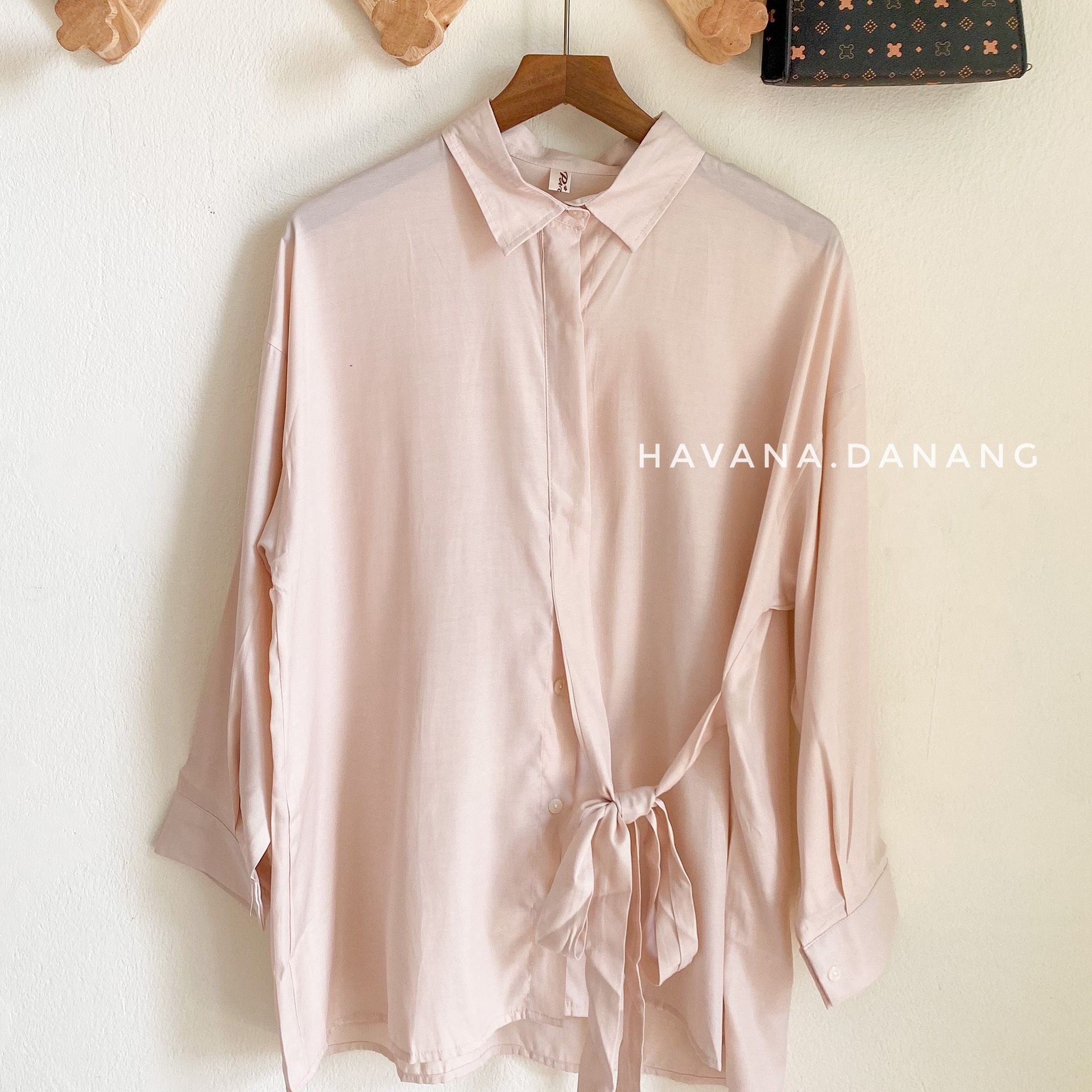 Áo sơ mi lụa nữ dài tay, sơ mi buộc eo mềm mịn freesize