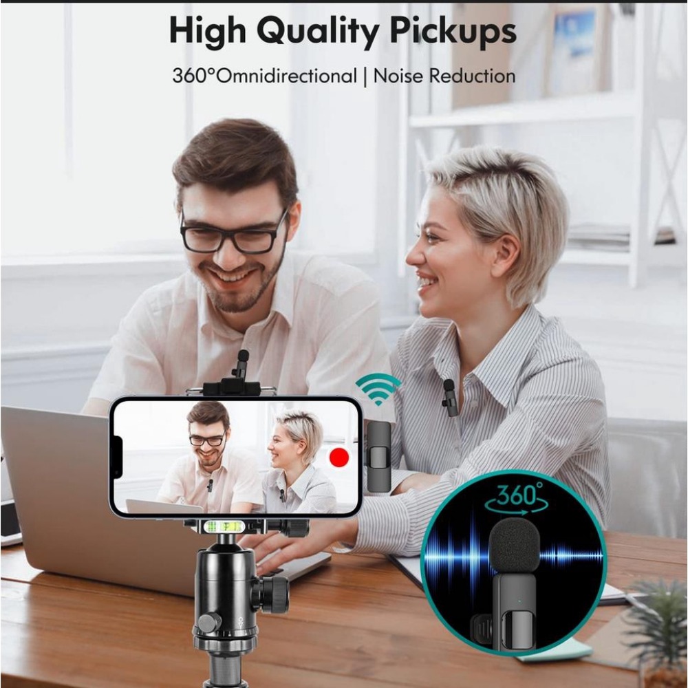 🎙️COD+original+Ready Stock 🎙️K9 Wireless Microphone mic 2.4GHz for iPhone & Type-C with Clip Professional Mic Live Broadcast Mobile