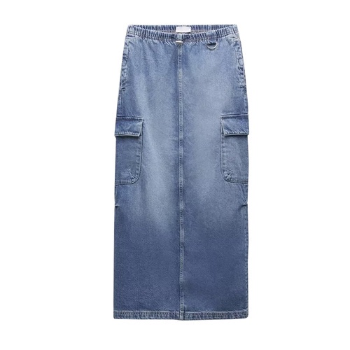 Zara chân chân váy denim lưng cao thời trang mùa thu dành cho nữ 8197200