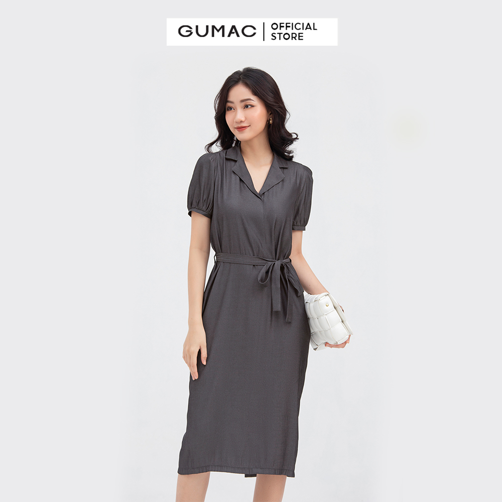 Đầm nữ  suông buộc eo mẫu mới GUMAC DB872