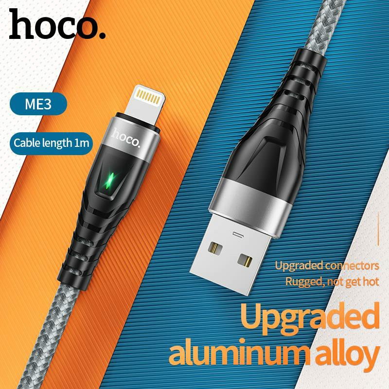 Cáp Sạc Nhanh Hoco Me3 3A Cổng Lightning Cho Iphone Có Đèn Led