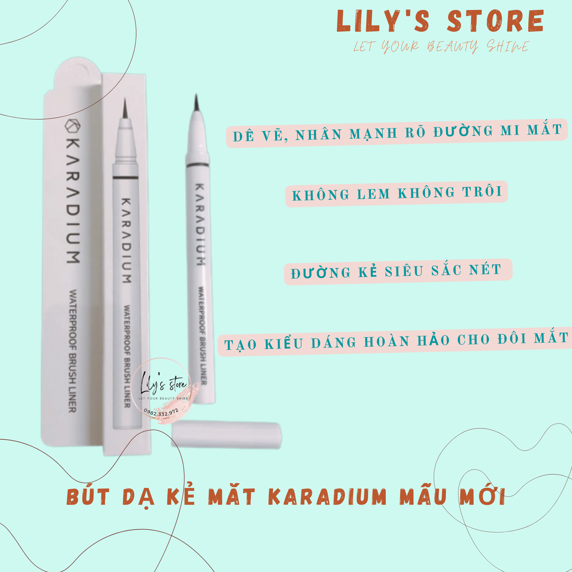 Bút dạ kẻ mắt Karadium mẫu mới thanh mảnh, dễ vẽ