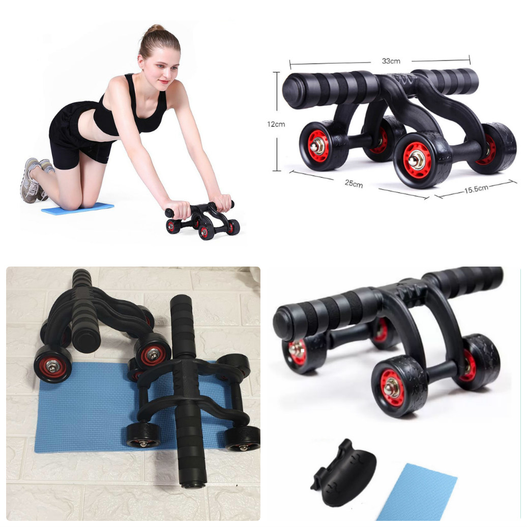 Con Lăn Tập Bụng 4 Bánh Cao Cấp( tặng kèm thảm)