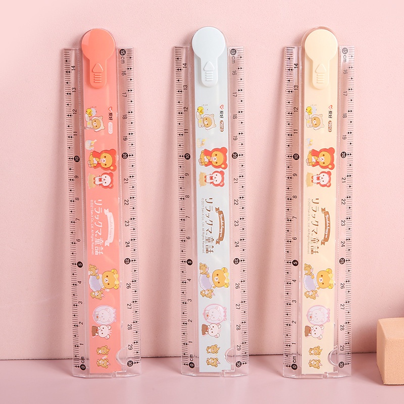 Cartoon Bear Multi-function Folding Ruler 30 Cm Transparent Scale Drawing Ruler Student Stationery Supplies
