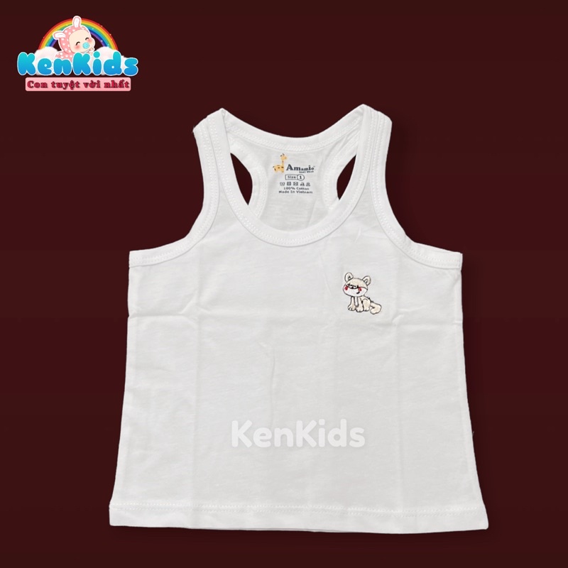 (7-19kg) COMBO 3 Áo ba lỗ trắng chất mát cho bé trai/ gái
