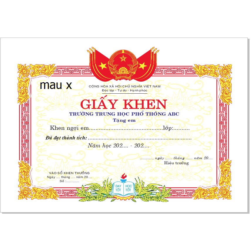 Giấy Khen Khổ A4, Khổ A5(In Nội Dung Theo Yêu Cầu)