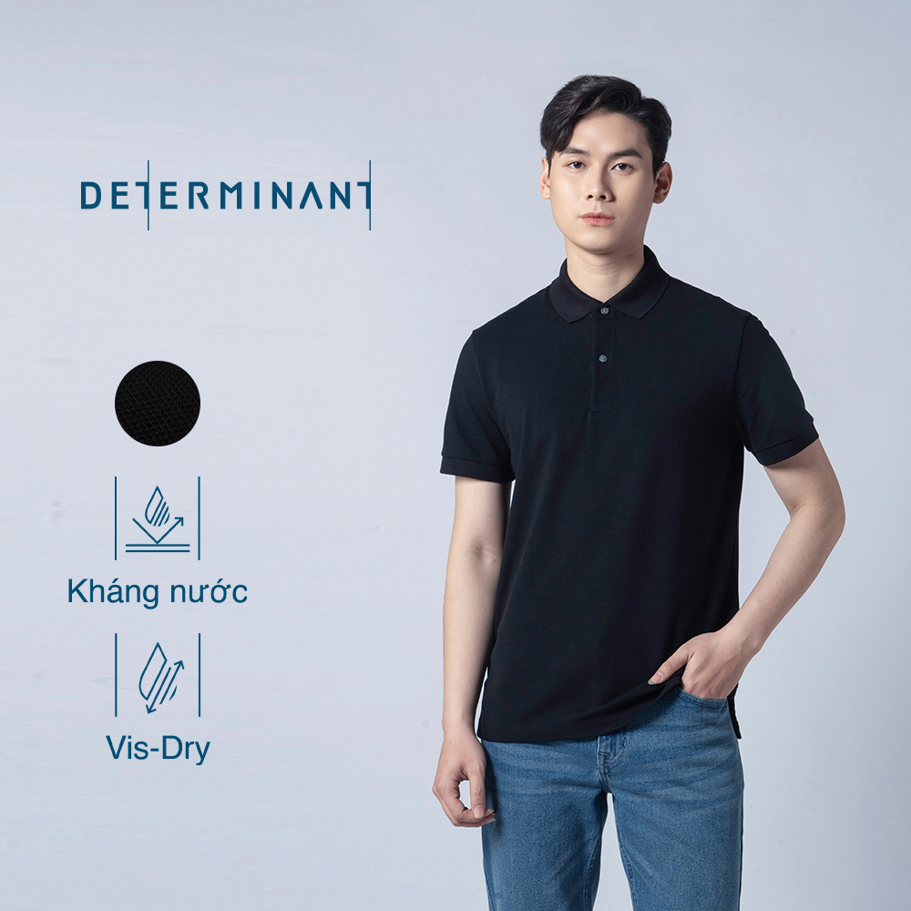 Áo thun polo nam cao cấp DETERMINANT tay ngắn - kháng nước - màu đen - P01