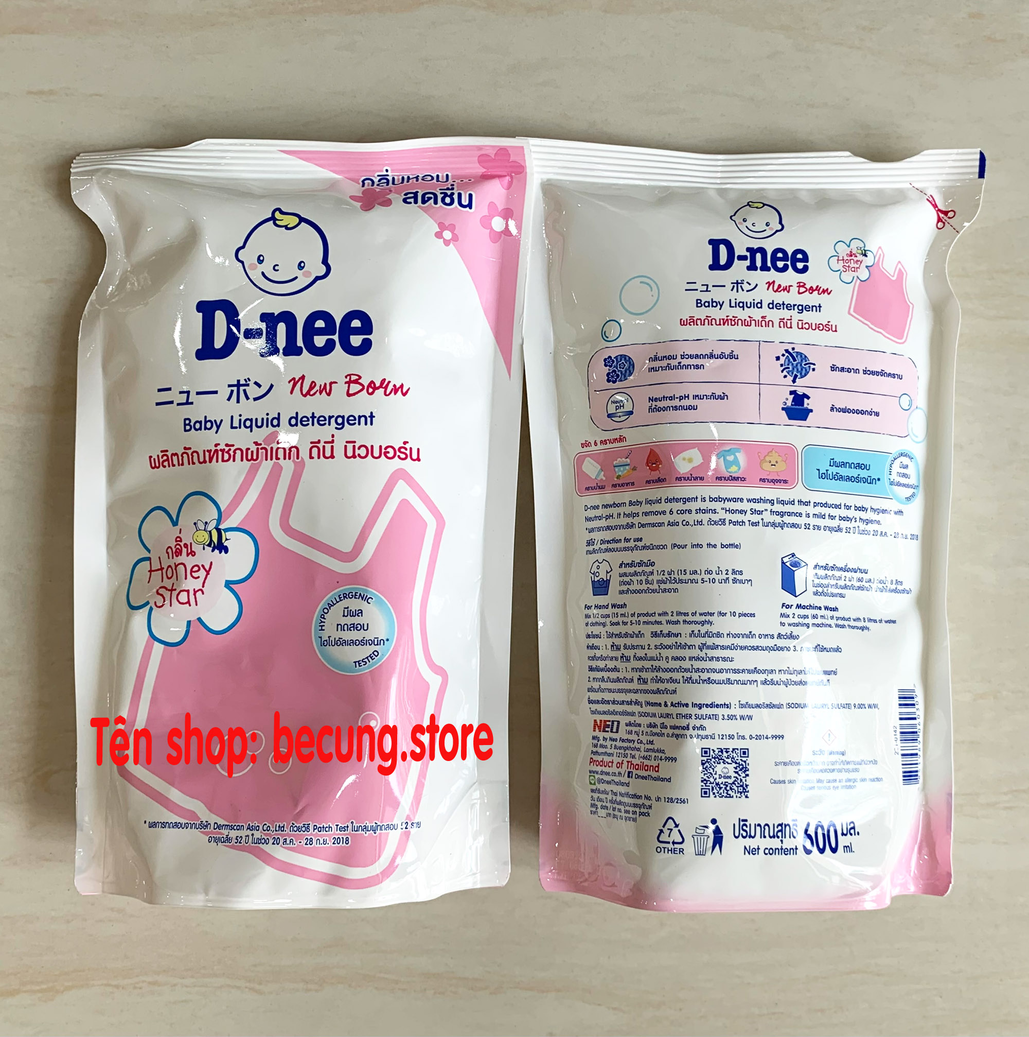 [Túi 600ml]- Nước giặt xả Dnee Thái Lan túi 600ml.