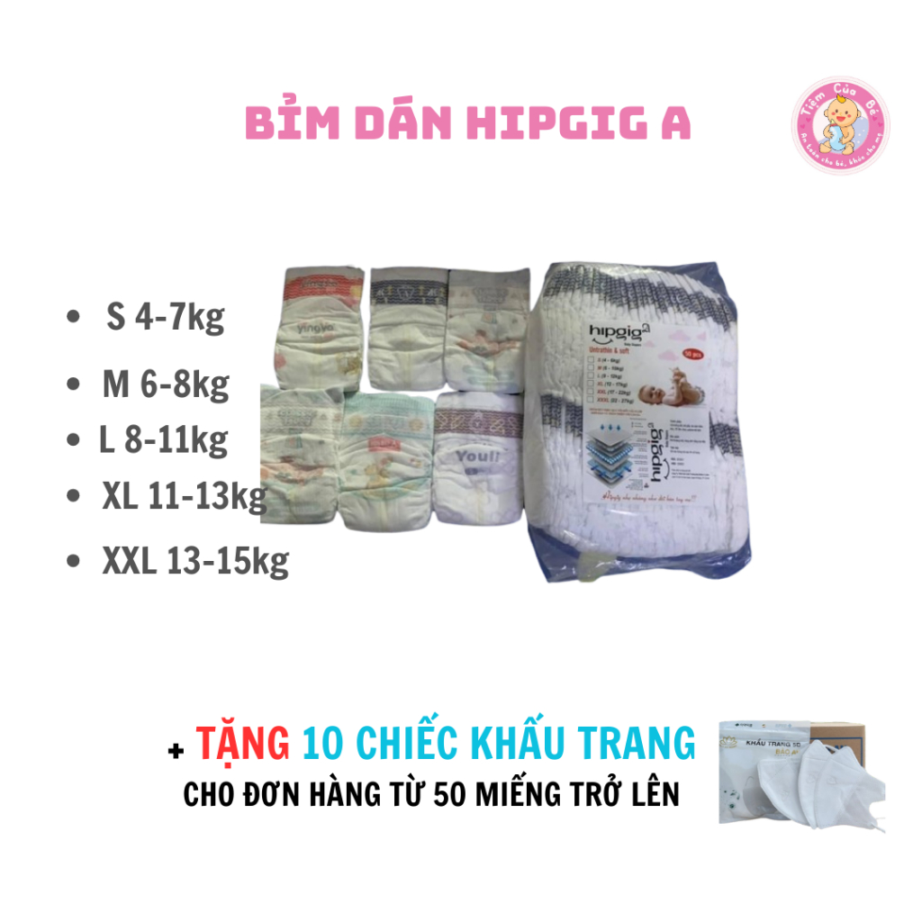 100 Miếng Bỉm dán Hipgig A size S/M/L/XL