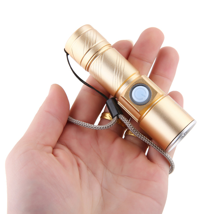 Đèn pin mini zoom siêu sáng sạc bằng cổng USB