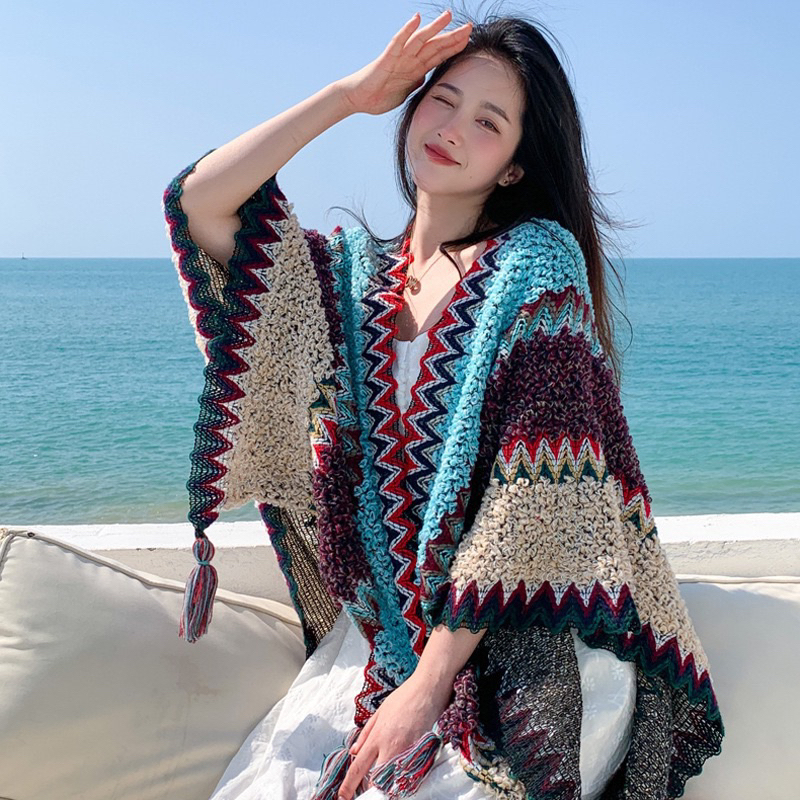 Khăn choàng len Boho thổ cẩm siêu xinh