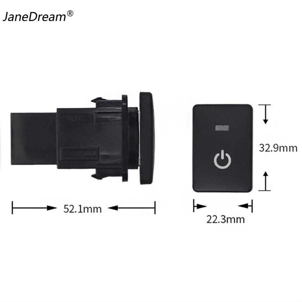 JaneDream Car LED DRL Power Fog Light Rearview Mirror Heating Button Front Rear Switch Green Light with Cable for Toyota Camry Prius Corolla