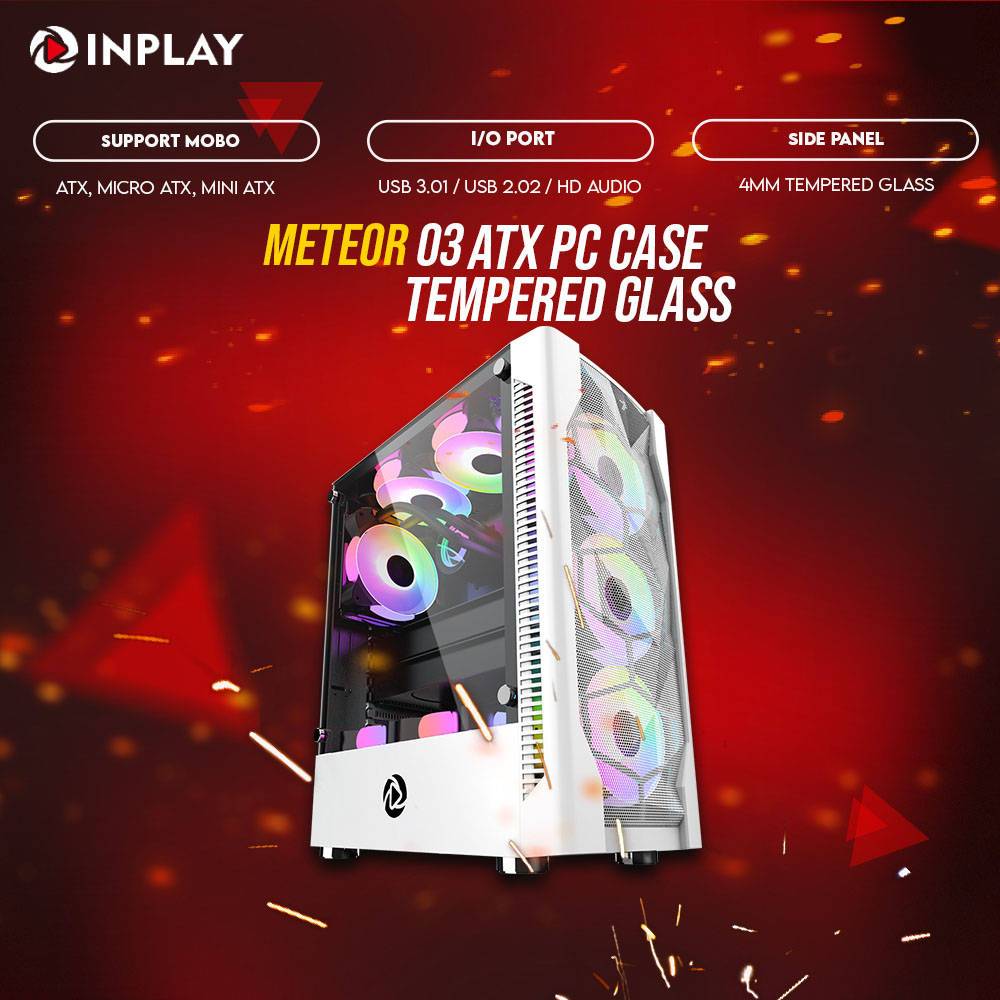 Inplay Meteor 03 White White Tempered Glass Atx Pc Case Inplay By Ejd Lazada Ph