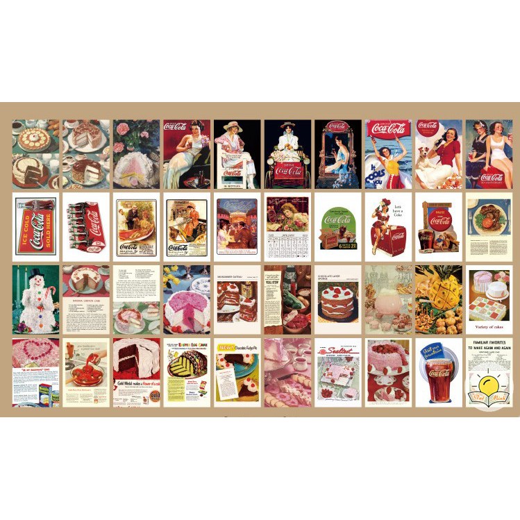 Quyển 80-100 Tờ Tranh Vintage Trang Trí Bullet Journal VPP Tue Minh, Bộ Sưu Tập Tờ Ảnh Chấu Âu