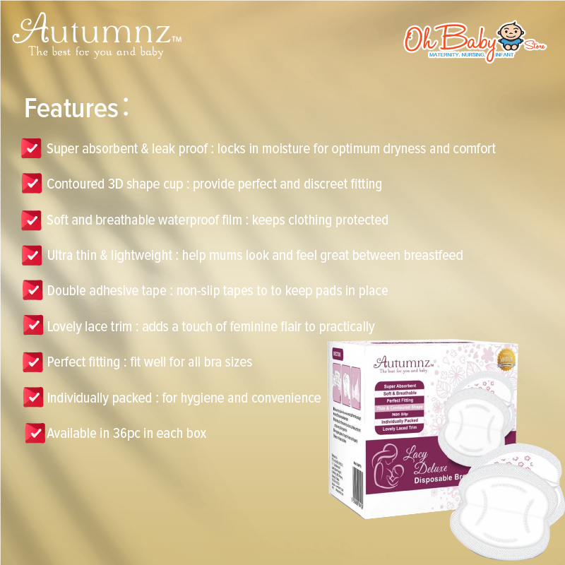 Autumnz Lacy Deluxe Disposable Breast Pads