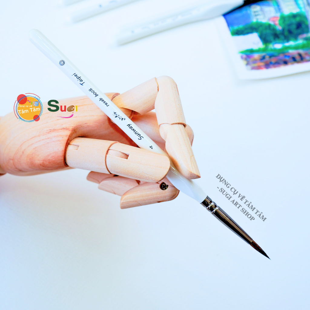 Cọ vẽ nét Lông Sóc thân trắng Sunway  B008